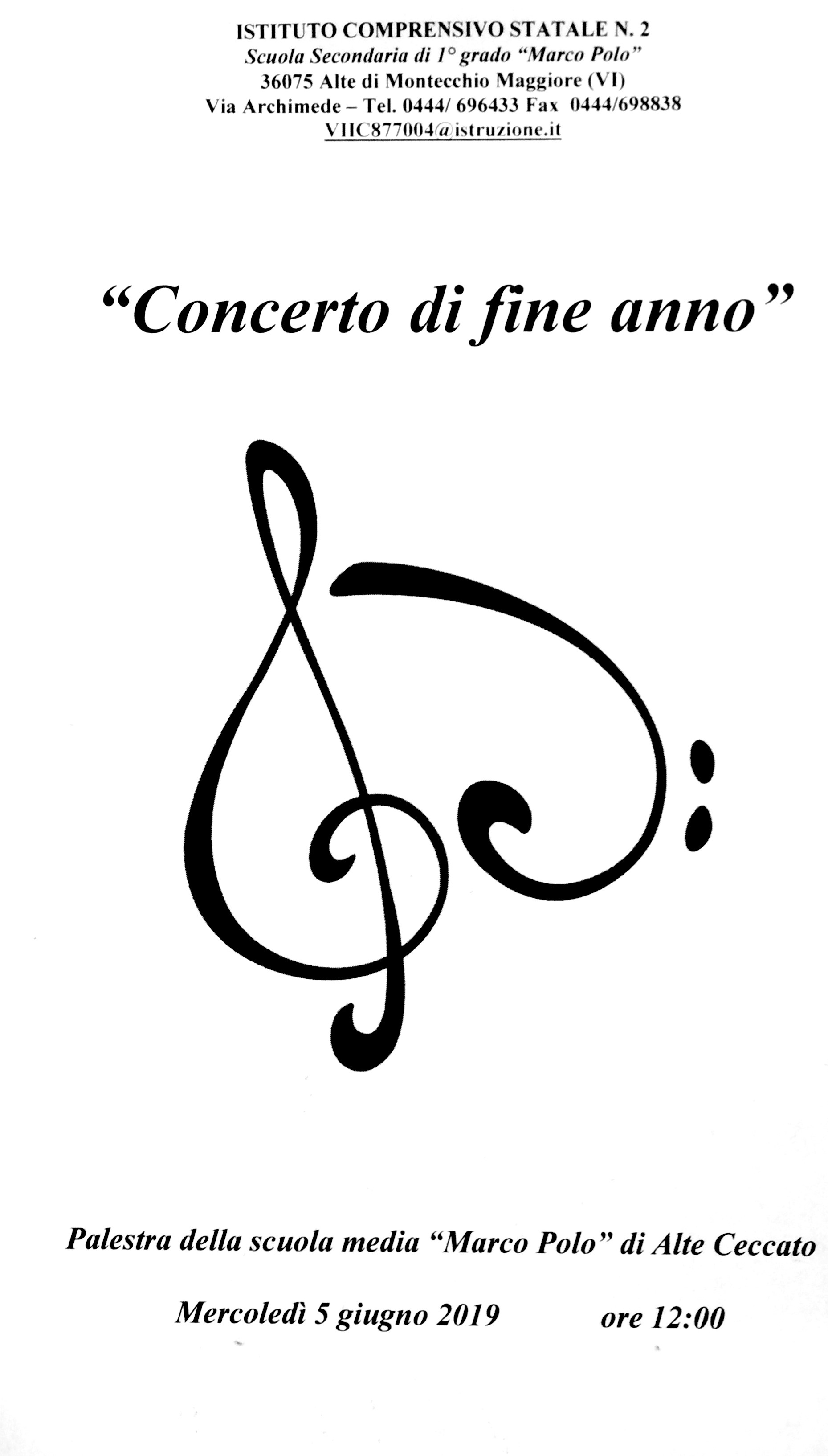 Concerto di fine anno 5 giugno 2019 